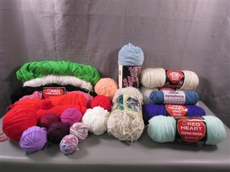 Box of Skeins and Partials of Acrylic