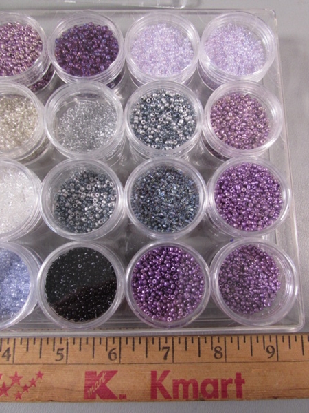 LARGE ASSORTMENT OF SEED BEADS & GLASS BEADS
