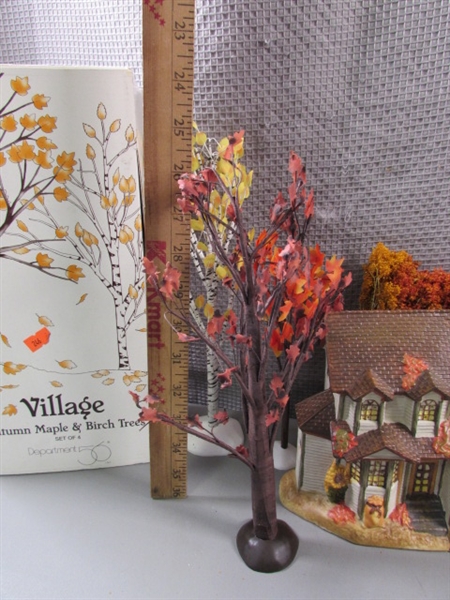 DEPT 56 TREES & UNBRANDED LIGHTED FALL HOUSES