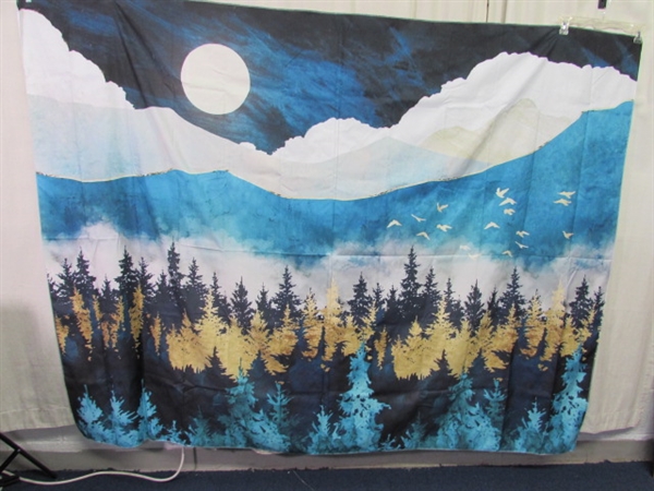 FOREST MOUNTAIN POLYESTER TAPESTRY WITH HANGERS