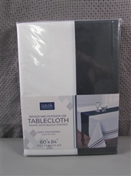 60X84 RECTANGULAR BLACK & WHITE CLOTH TABLECLOTH