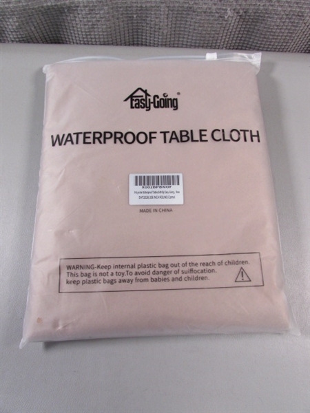 108 ROUND WATERPROOF FABRIC TABLECLOTH - CAMEL