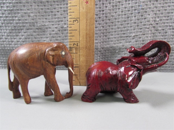 CINNABAR & STONE ELEPHANTS