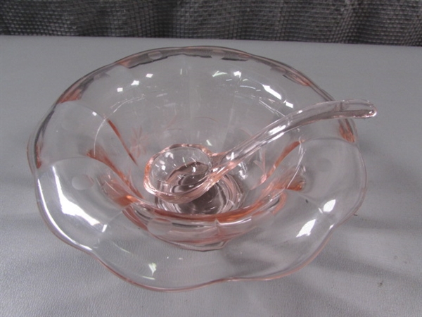 VINTAGE GLASS JELLY BOWLS WITH MATCHING SPOONS