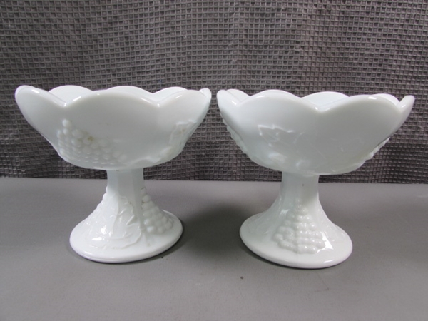 PAIR OF MILK GLASS CANDLE HOLDERS