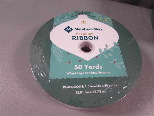NEW - 6 ROLLS WIRED EDGE CHRISTMAS RIBBON 1.5 & 2.5