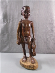 21" TALL CARVED WOODEN AFRICAN STATUE