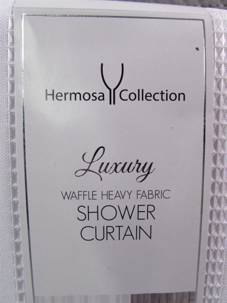NEW - HERMOSA COLLECTION WAFFLE FABRIC SHOWER CURTAIN