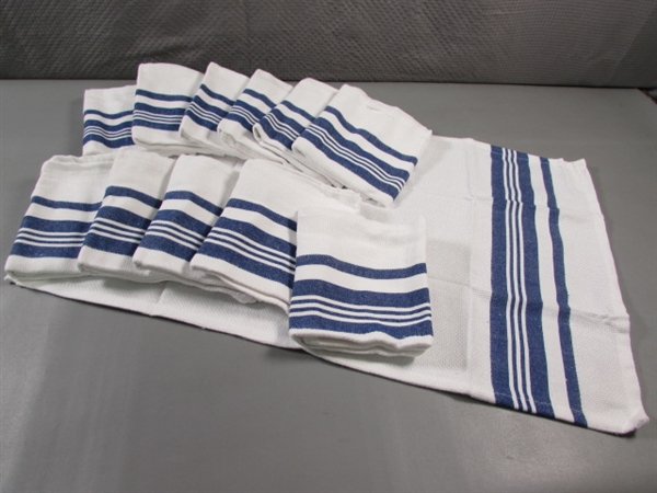 BLUE/WHITE DISH TOWELS - 12 PIECES