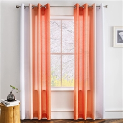 MELODIEUX 52" X 96" ORANGE WHITE OMBRE SEMI SHEER ROD POCKET CURTAINS (PAIR)