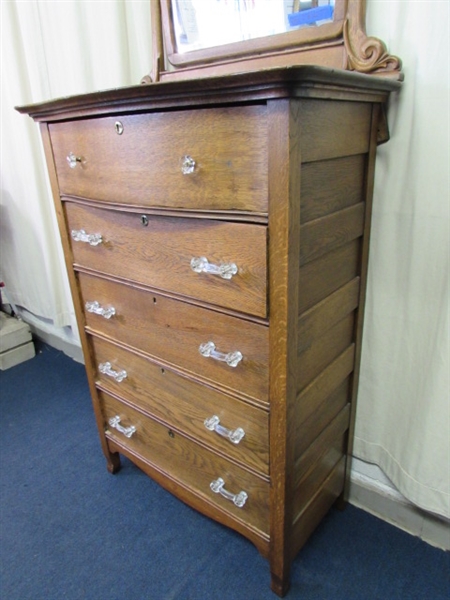 ANTIQUE OAK HIGHBOY DRESSER