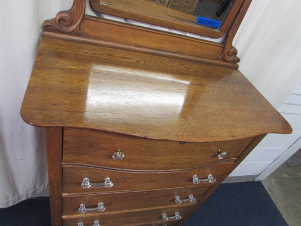 ANTIQUE OAK HIGHBOY DRESSER