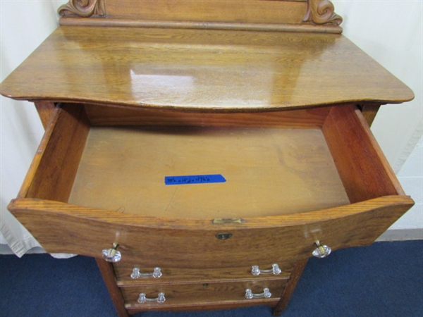 ANTIQUE OAK HIGHBOY DRESSER