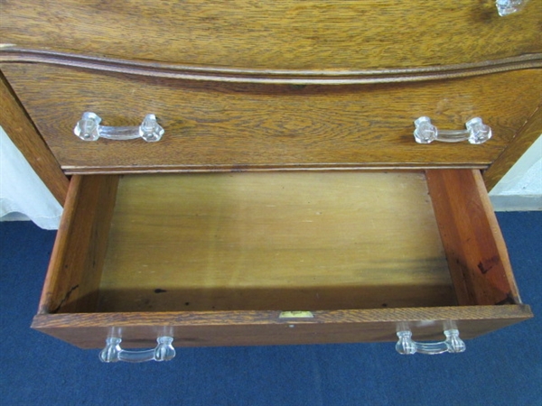 ANTIQUE OAK HIGHBOY DRESSER