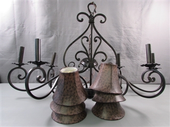 6-LIGHT CHANDELIER WITH CLOTH SHADES