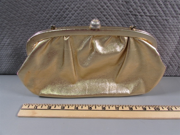 2 GOLD CLUTCHES & A POUCH
