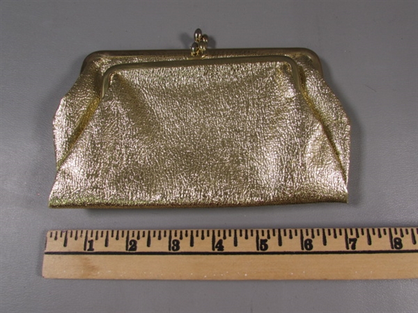 2 GOLD CLUTCHES & A POUCH