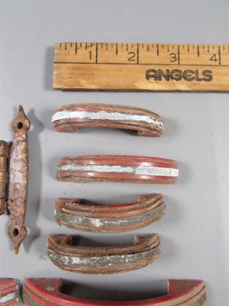VINTAGE COPPER AND PLASTIC DRAWER PULLS