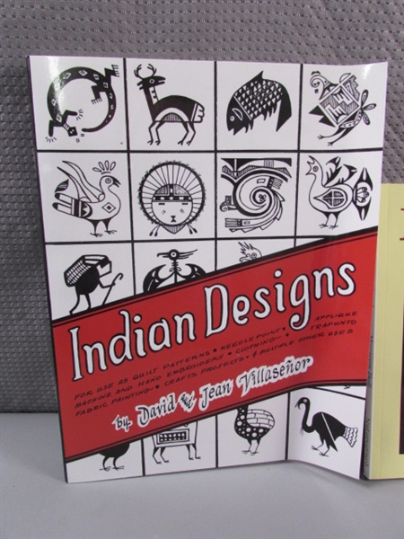 PORCELAIN NATIVE AMERICAN DOLL, KARUK BOOK & BOOK OF INDIAN DESIGNS