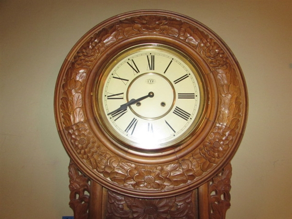 LARGE ORNATE REGULATOR WALL CLOCK