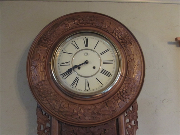 LARGE ORNATE REGULATOR WALL CLOCK