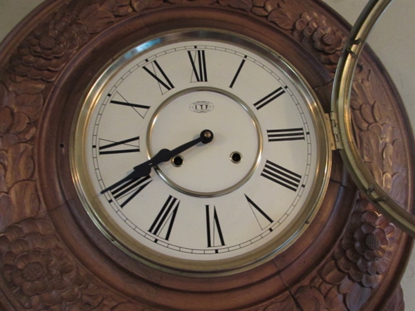 LARGE ORNATE REGULATOR WALL CLOCK