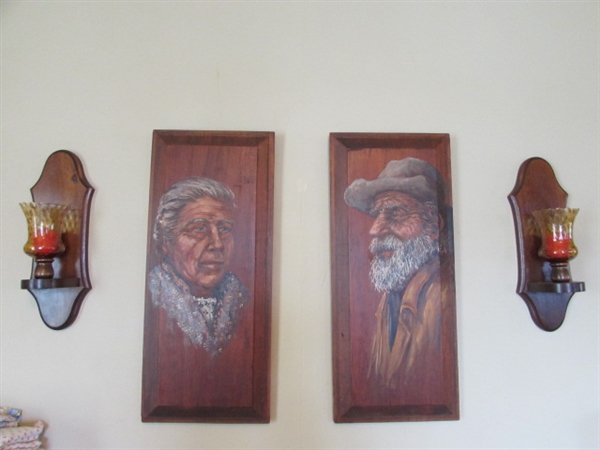 CAROL MCNAIR PORTRAITS & PAIR OF WALL SCONCES