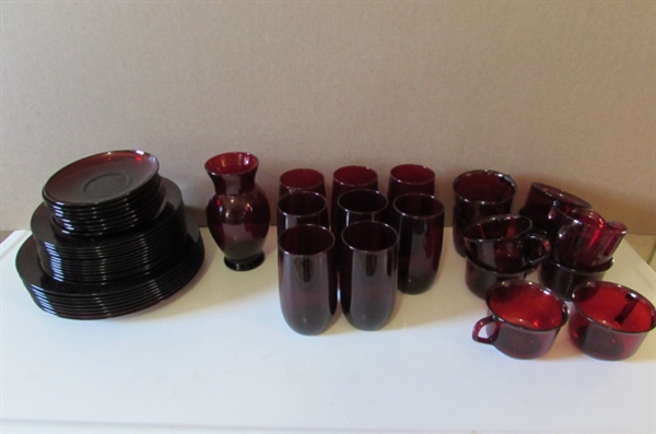 RUBY RED GLASS DINNER WARE