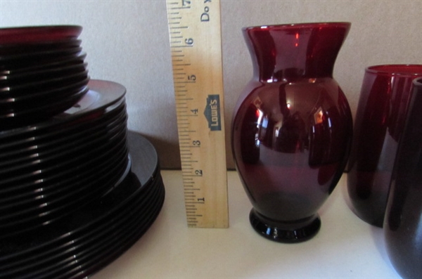 RUBY RED GLASS DINNER WARE