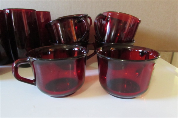 RUBY RED GLASS DINNER WARE