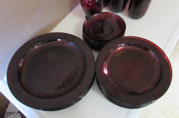 RUBY RED GLASS DINNER WARE