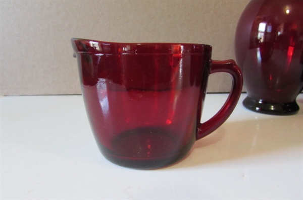 RUBY RED GLASS DINNER WARE