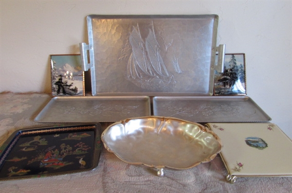VINTAGE TRAYS AND WINTER ART