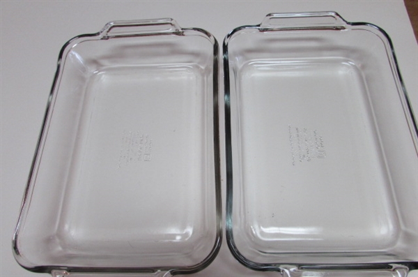 ASSORTED GLASS BAKING PANS AND PIE PLATES