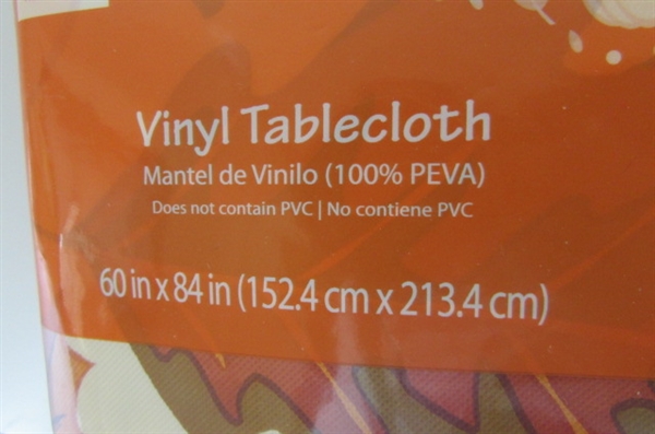 PLASTIC TABLE CLOTHS AND ASSORTED TOWELS