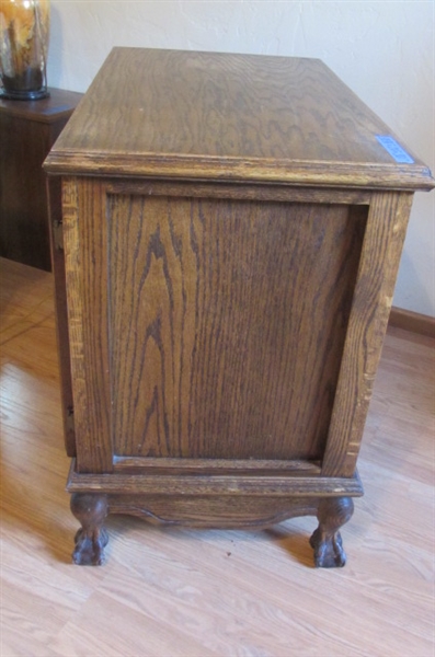 OAK CABINET WITH CLAW FEET