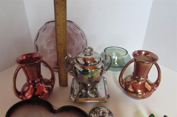 GLASS CANDY DISHES AND VASES