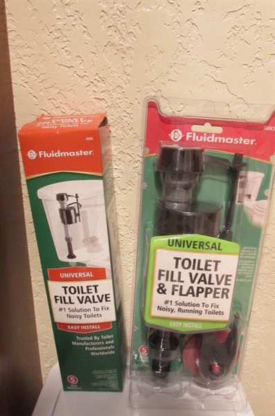 BATHROOM GARBAGE CANS AND TOILET VALVES