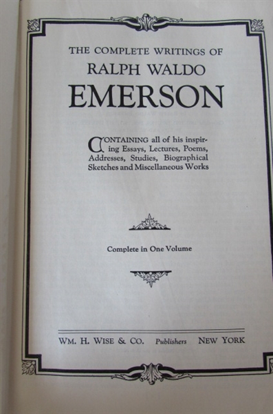 ANTIQUE - THE COMPLETE WRITINGS OF RALPH WALDO EMERSON