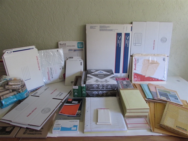 OFFICE SUPPLIES, PAPER,SHIPPING BOXES AND ENVELOPES
