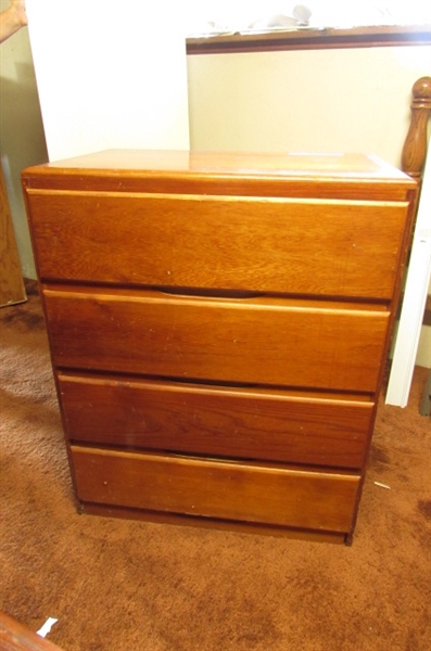 HANDCRAFTED 4 DRAWER DRESSER WITH HANDCRAFTED REMOVABLE SECRETARY DESK