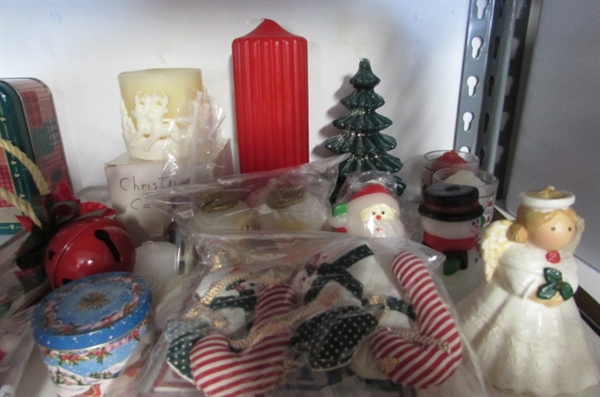 HOLIDAY WAX CANDLES, ORNAMENTS AND DECOR