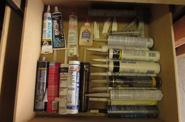 SHOP TOWELS AND ASSORTED CAULKING