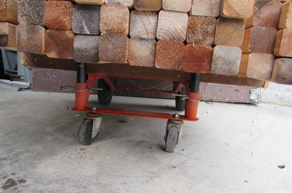 3 FT 2X2 PINE WOOD & 4 WHEEL DOLLY/HAND TRUCK