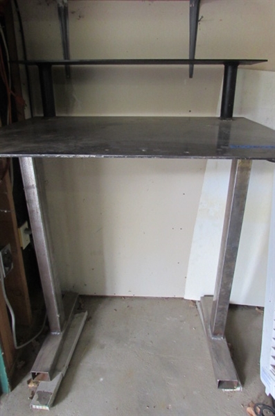 ROD IRON AND STEEL WORKING SHELF WITH SCRAP METAL