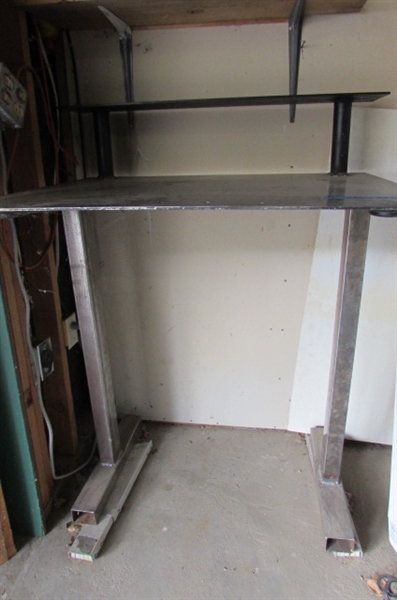 ROD IRON AND STEEL WORKING SHELF WITH SCRAP METAL