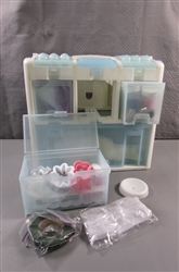 WILTON CAKE DECORATING STORAGE WITH TOOLS, BOOK & SUPPLIES