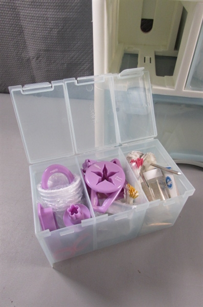 WILTON CAKE DECORATING STORAGE WITH TOOLS, BOOK & SUPPLIES
