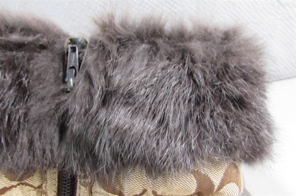 COACH WINTER BOOTS WITH REAL FUR TRIM - LADIES SIZE 11