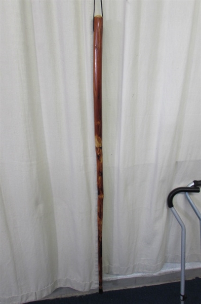 56 WOODEN WALKING STICK & 2 CANES